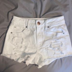 American Eagle high rise white shorts